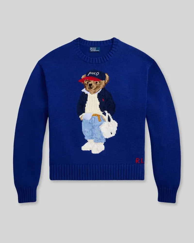 Ralph Lauren Regular Fit Strickpullover mit Polo-Bear-Intarsia Marine