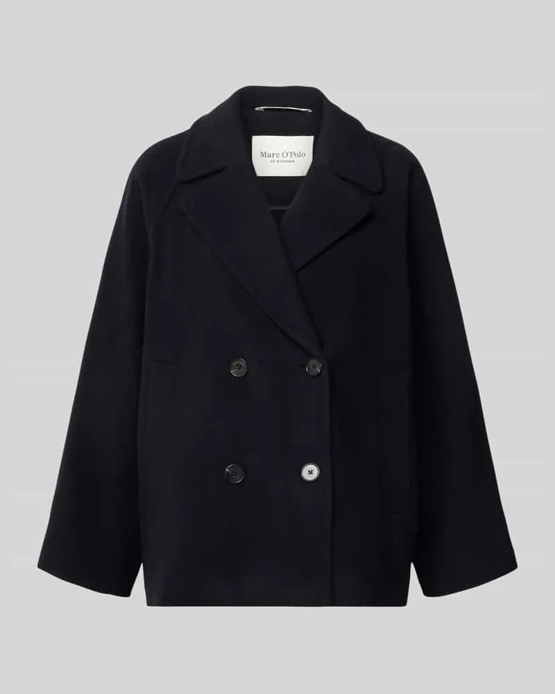 Marc O'Polo Regular Fit Wolljacke mit doppelreihiger Knopfleiste Marine