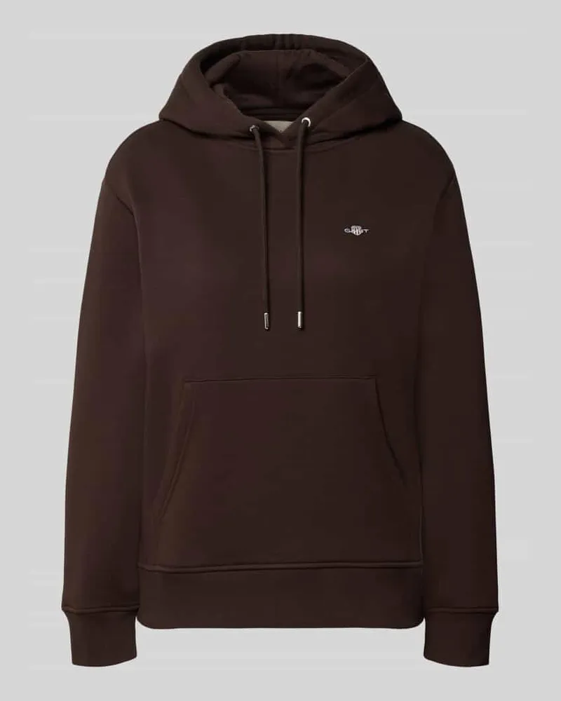 Gant Regular Fit Hoodie aus Baumwoll-Mix Dunkelbraun