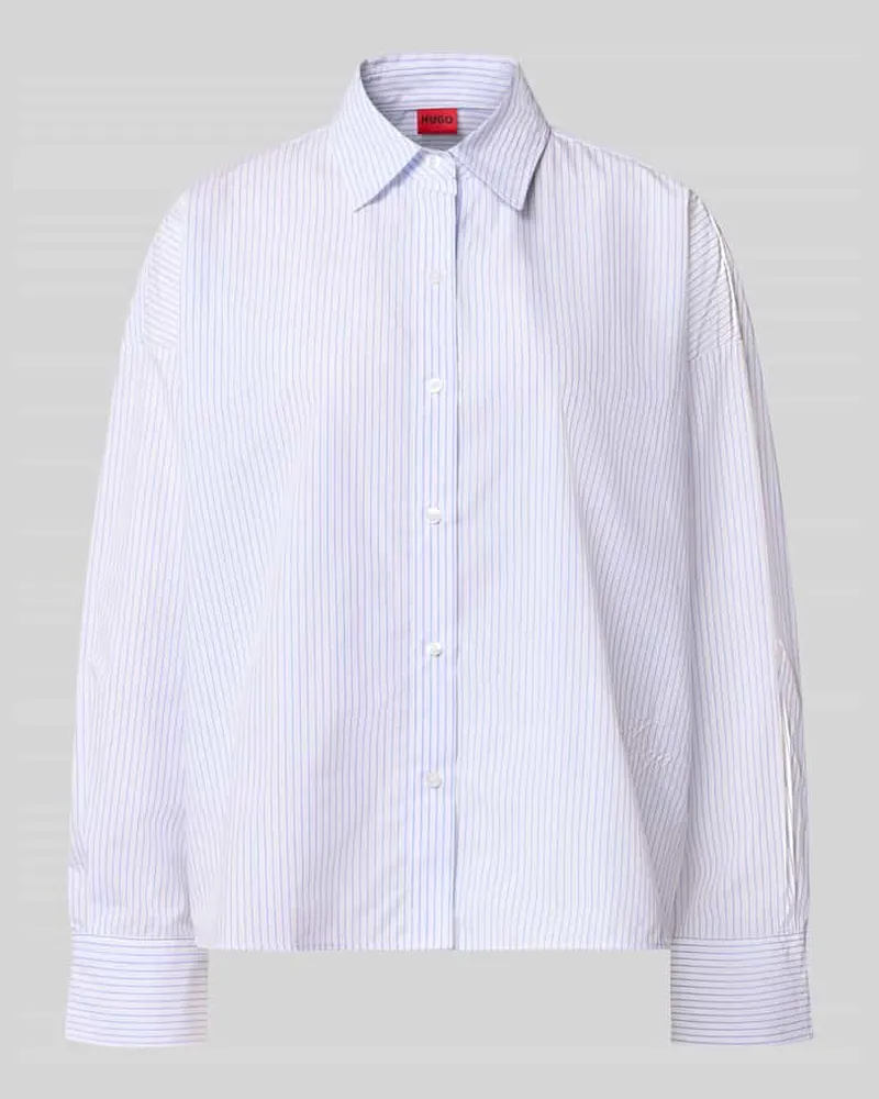 HUGO BOSS Regular Fit Langarmbluse aus reiner Baumwolle Modell 'Expand Hellblau