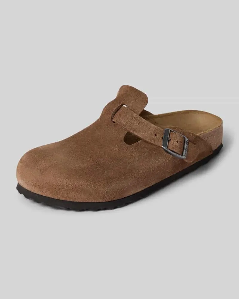 Birkenstock Pantoletten mit Dornschließe Modell 'Boston Dunkelbraun