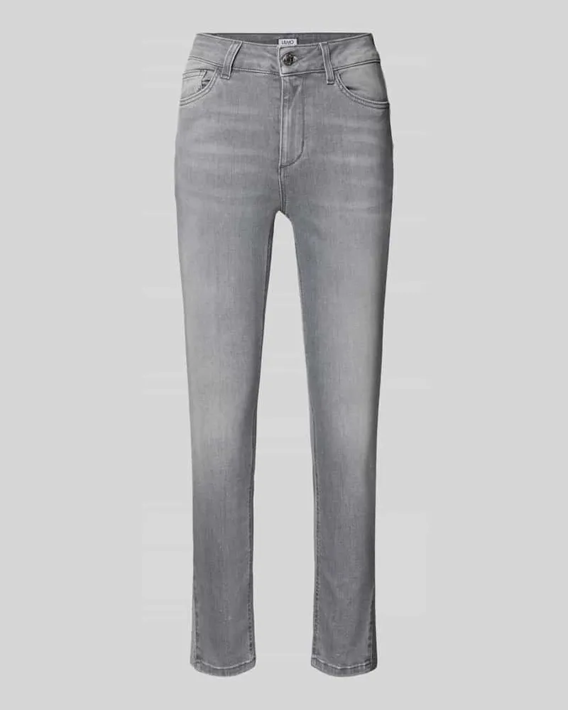 Liu Jo Skinny Fit Jeans im Used-Look mit Eingrifftaschen Modell 'IDEAL Hellgrau