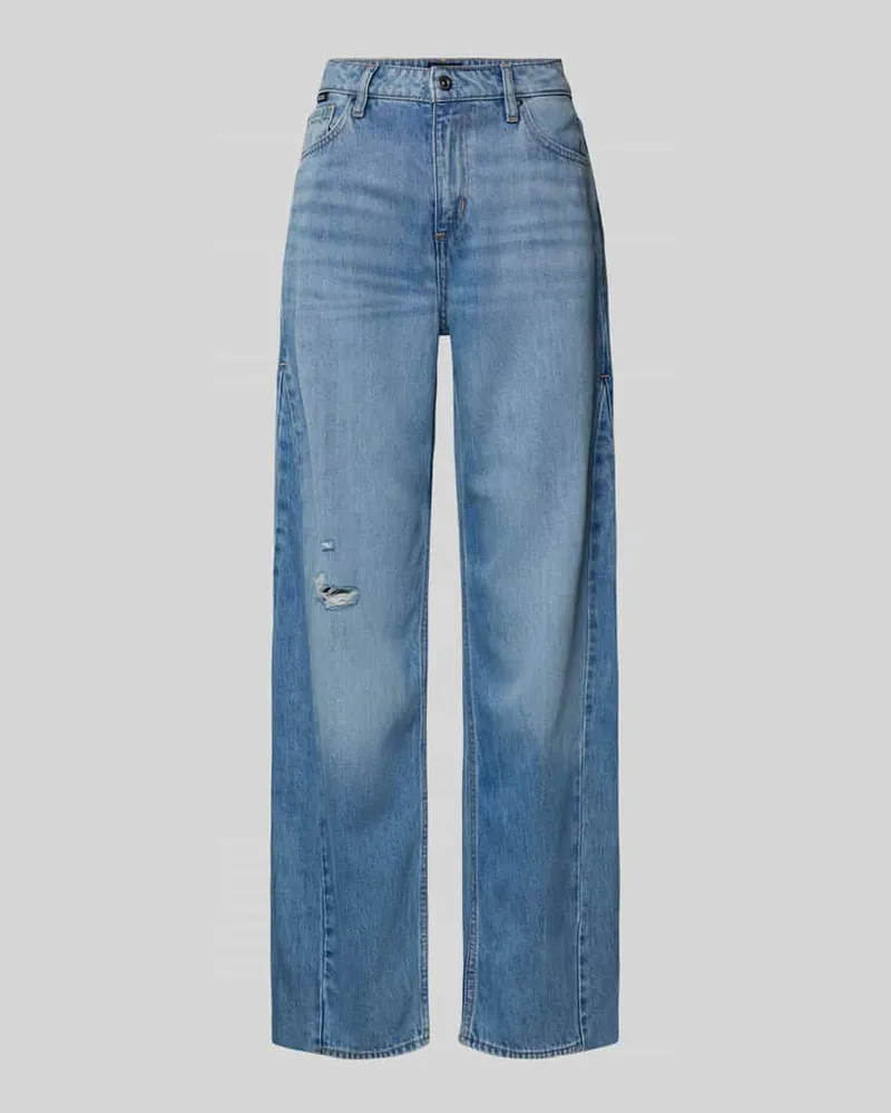 HUGO BOSS Wide Leg Jeans im Destroyed-Look Modell 'CROSSROAD SUPER Hellblau