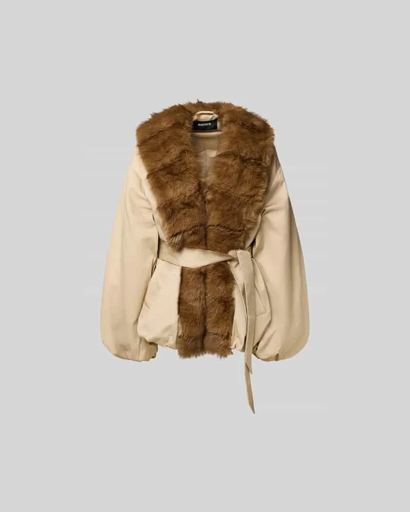 ROTATE Birger Christensen Jacke mit Taillengürtel Beige