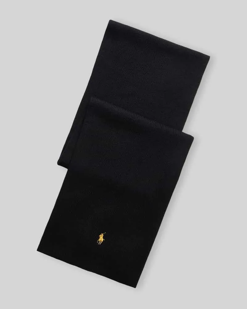 Ralph Lauren Schal aus reiner Wolle mit Logo-Stitching Black