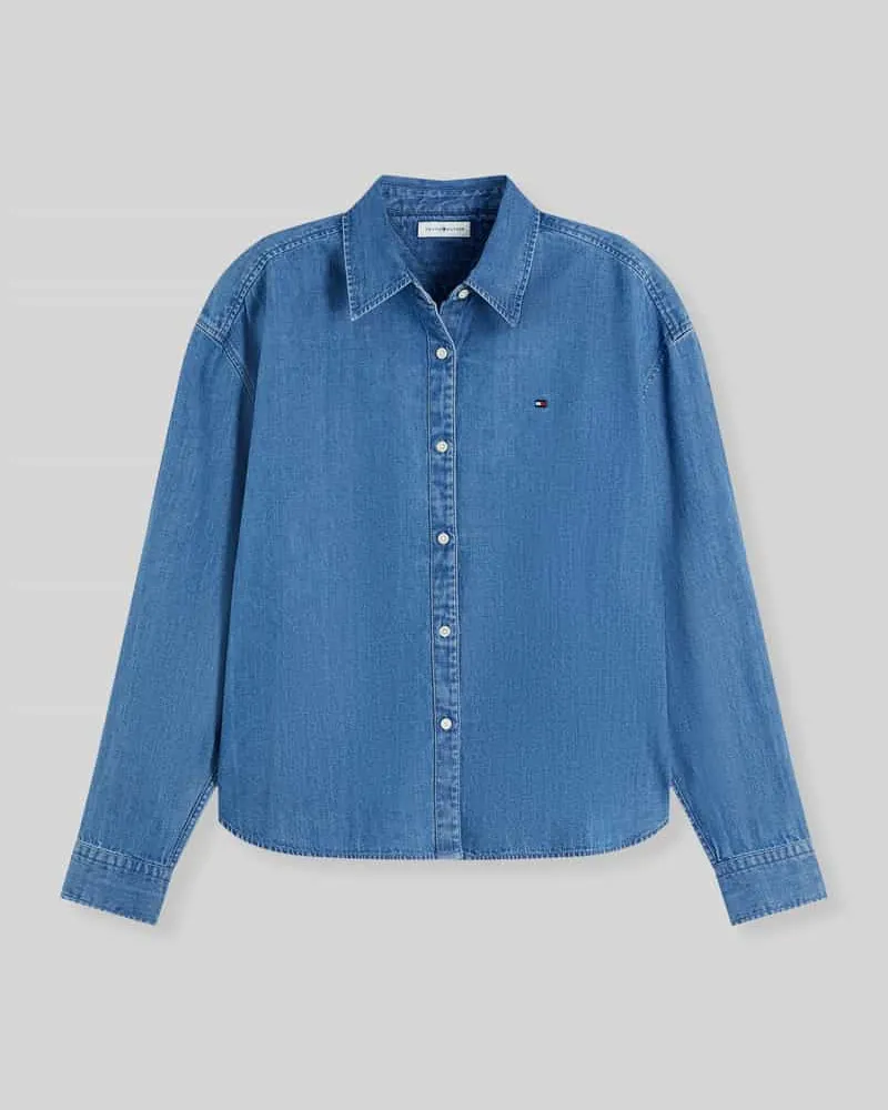 Tommy Hilfiger Boxy Fit Jeanshemd aus reiner Baumwolle Bleu