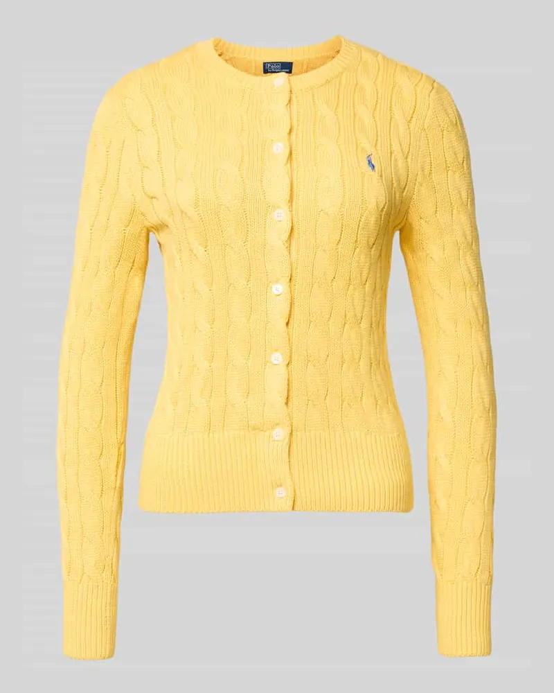 Ralph Lauren Regular Fit Strickjacke aus reiner Baumwolle Gelb