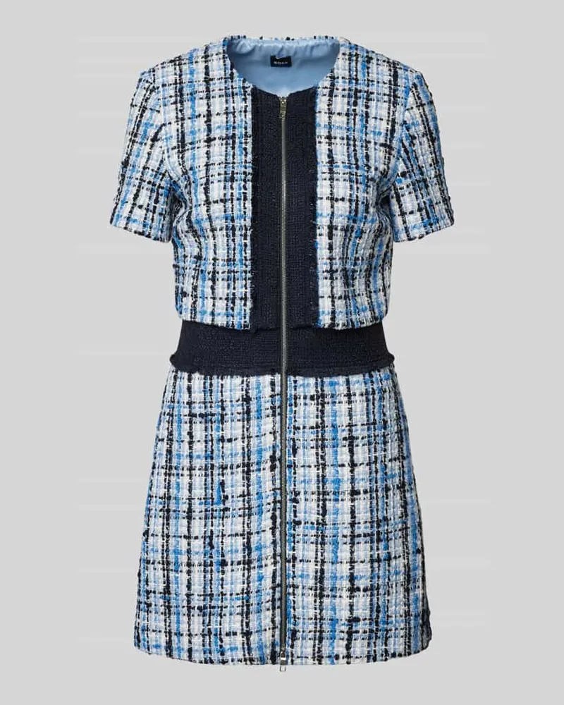 HUGO BOSS Minikleid in Bouclé-Optik Modell 'Dosola Blau