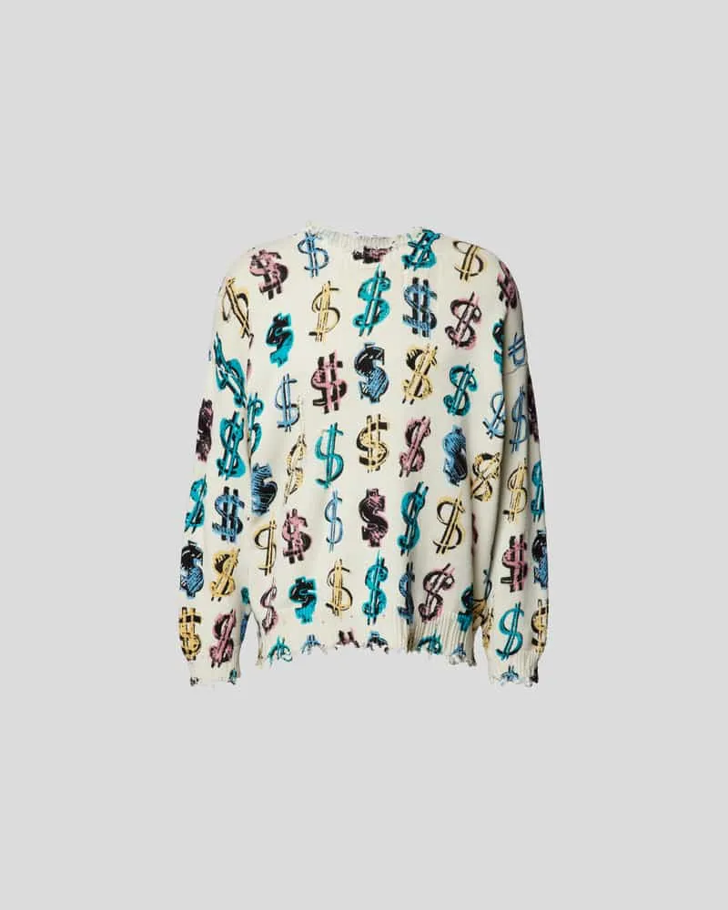 R13 Pullover mit Allover-Muster Weiss