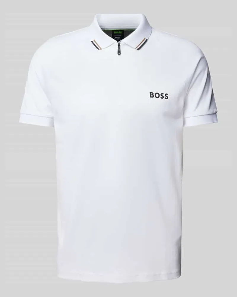 HUGO BOSS Slim Fit Poloshirt mit Reißverchluss Modell 'Philix Weiss