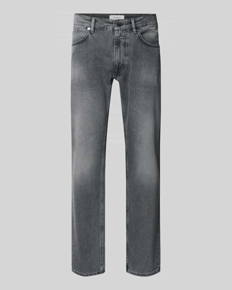 Closed Straight Fit Jeans mit Used Waschung Mittelgrau