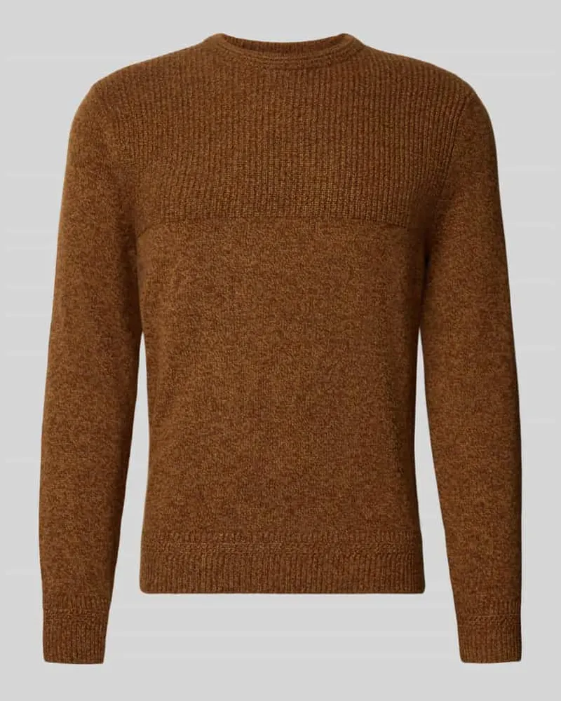 Brax Strickpullover mit gerippten Abschlüssen Modell 'RICK Camel