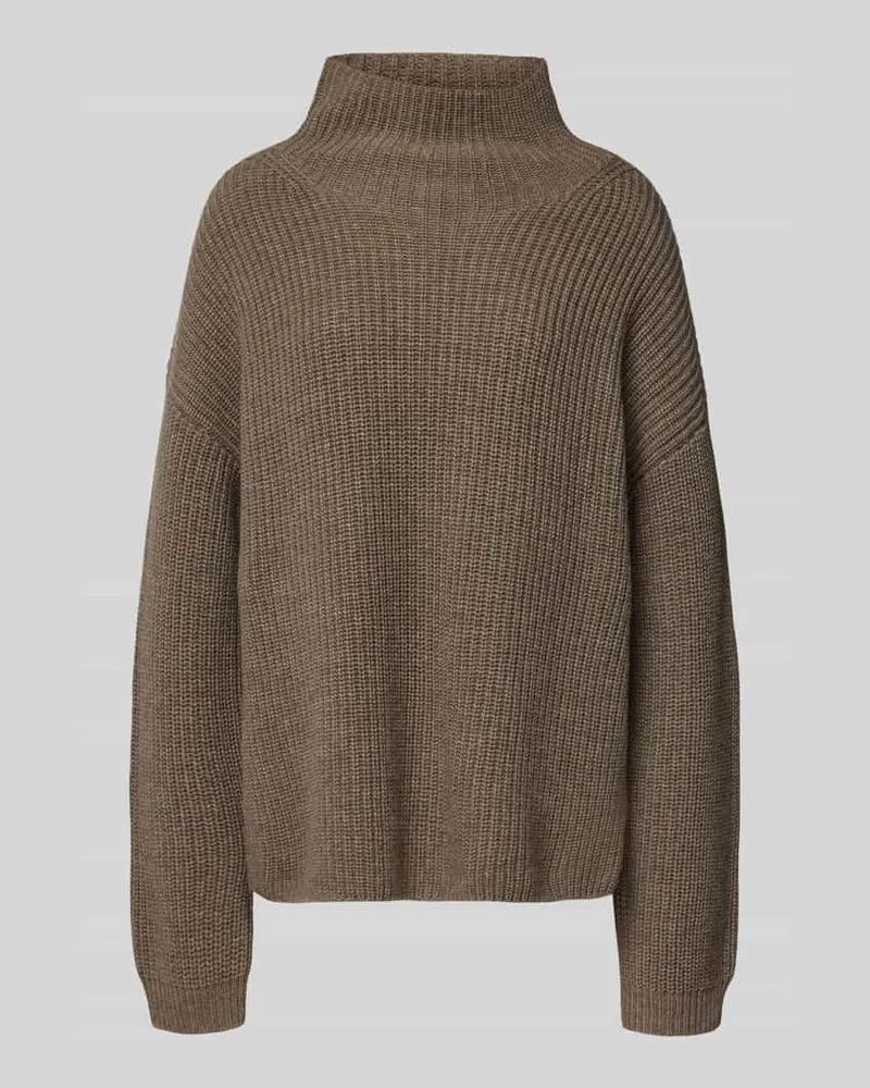 0039 Italy Strickpullover aus Kaschmir-Mix mit Stehkragen Modell 'LONA Taupe
