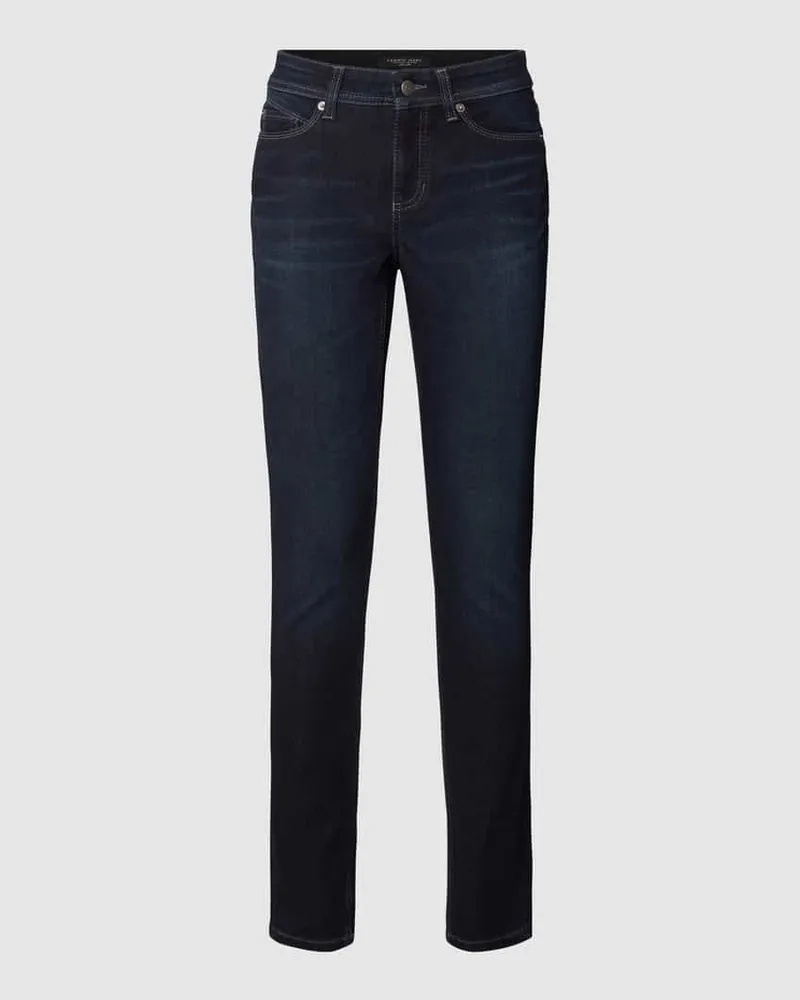 Cambio Skinny Fit Jeans mit Kontrastnähten Modell 'PARLA' Modell PARLA Dunkelblau