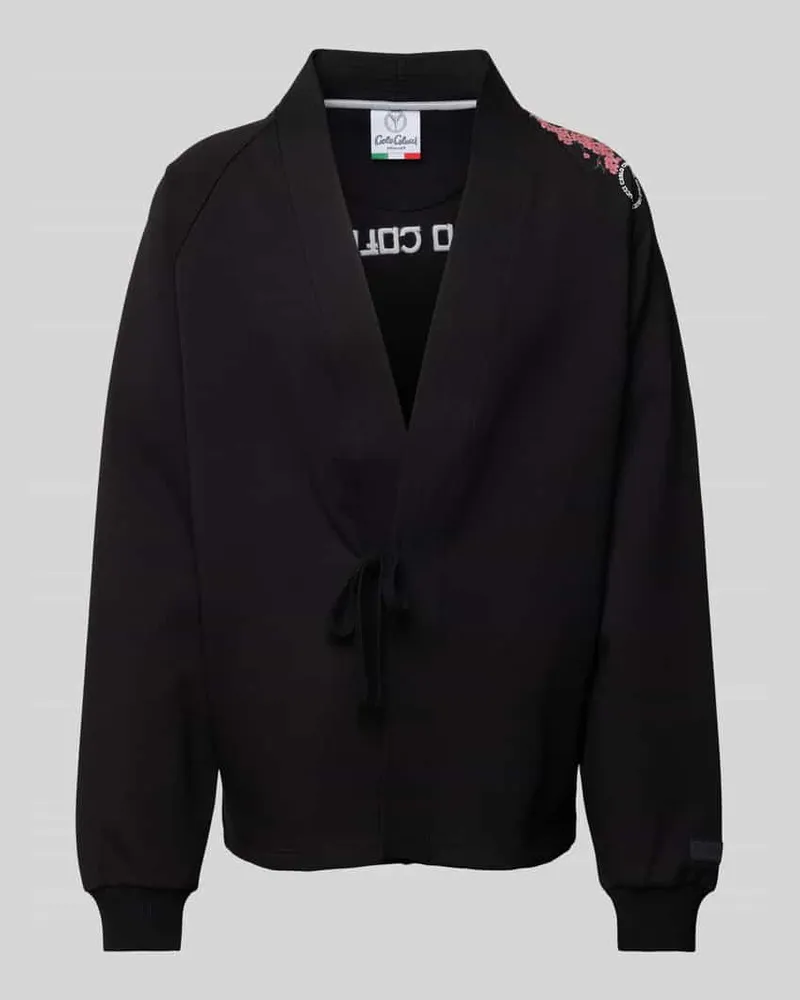 Carlo Colucci Oversized Kimono mit Label-Patch Black