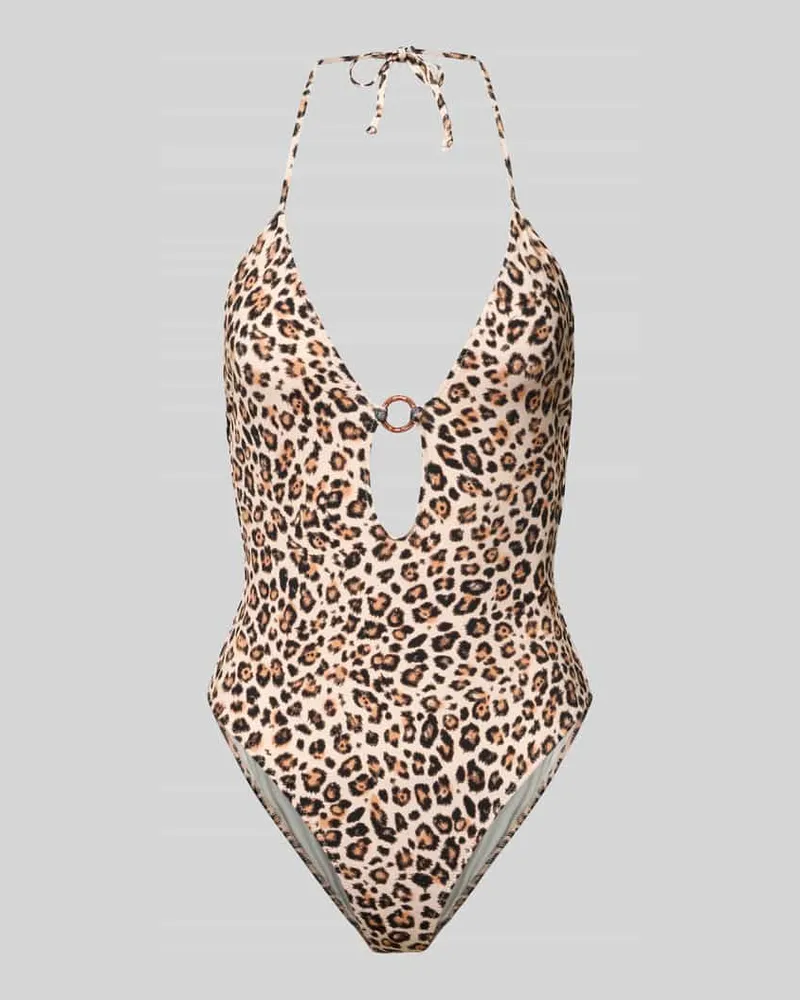 Banana Moon Neckholder-Badeanzug mit Cut Out Modell 'MIRELO SAVARI Beige