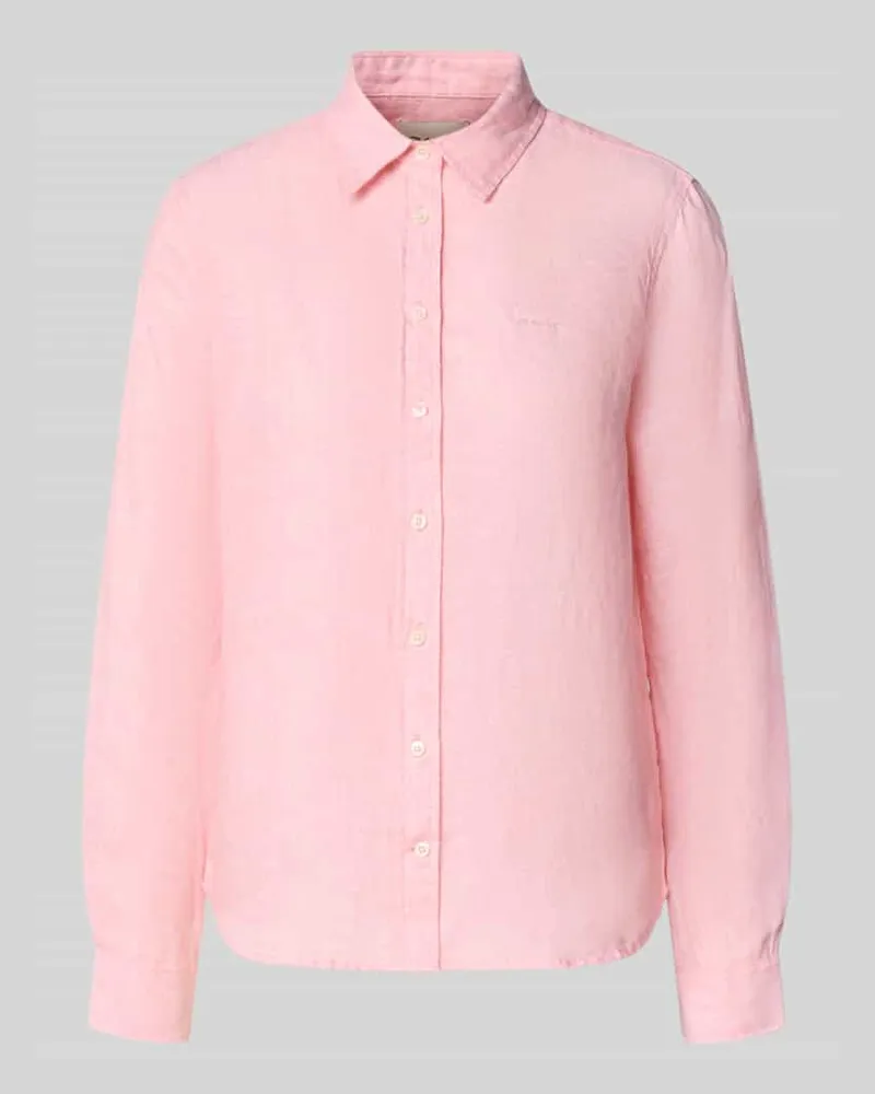 Gant Regular Fit Leinenbluse mit Label-Stitching Hellrosa