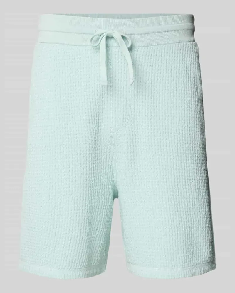 HUGO BOSS Regular Fit Sweatshorts mit Strukturmuster Modell 'Amoffle Hellblau