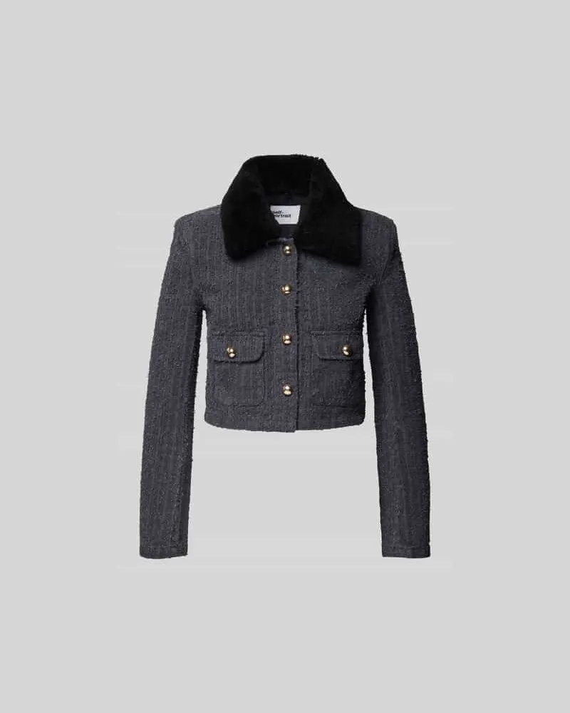 Self-Portrait Blazer aus reiner Baumwolle Mittelgrau