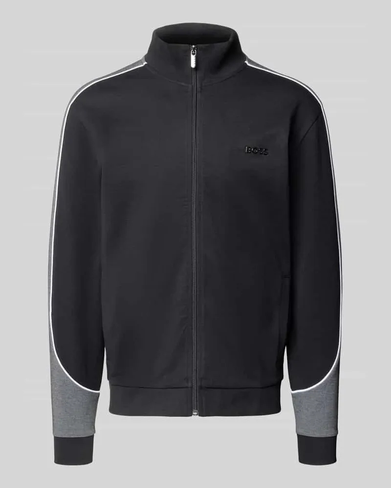 HUGO BOSS Regular Fit Trainingsjacke aus Baumwoll-Mix Black