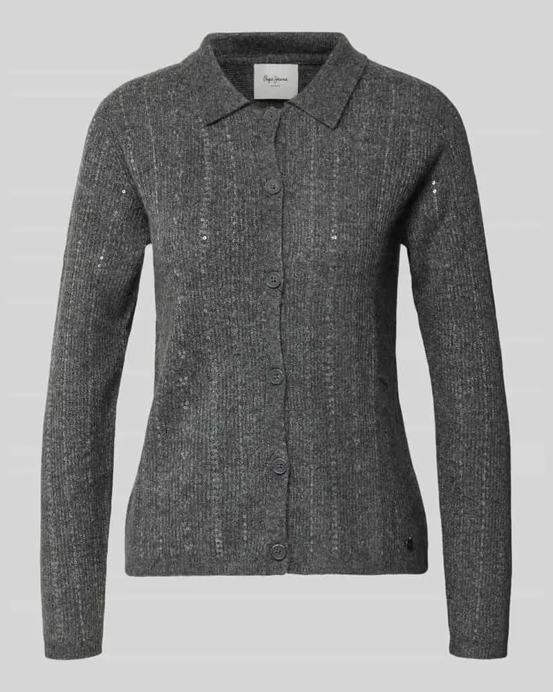 Pepe Jeans Regular Fit Strickjacke mit Woll-Anteil Modell 'ELAINE Mittelgrau