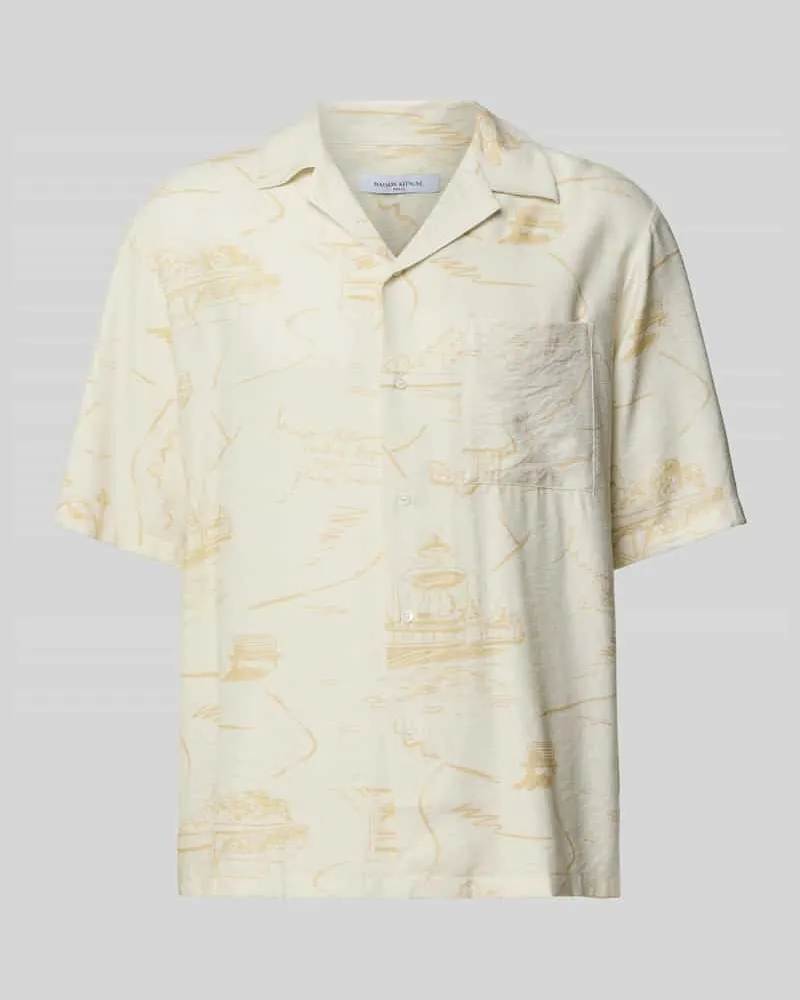 Kitsuné Regular Fit Freizeithemd aus Viskose-Mix Ecru