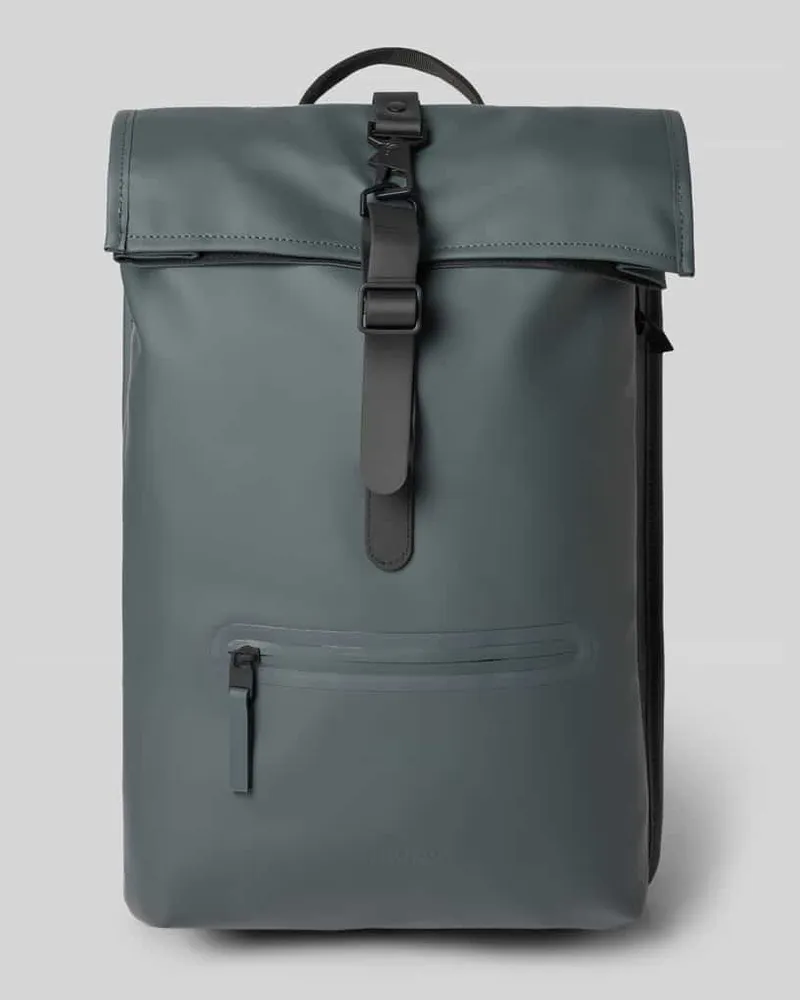 RAINS Rucksack mit Karabinerverschluss Modell 'Rolltop Anthrazit
