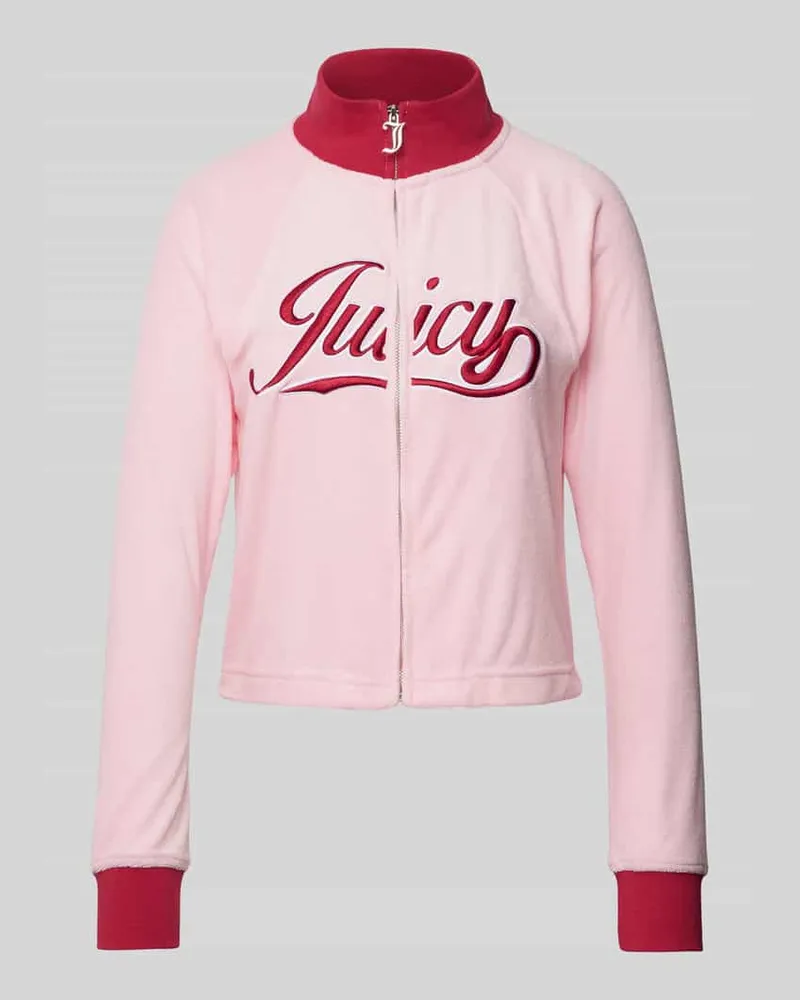 Juicy Couture Cropped Sweatjacke mit Eingrifftaschen Modell 'LELU RETRO Pink