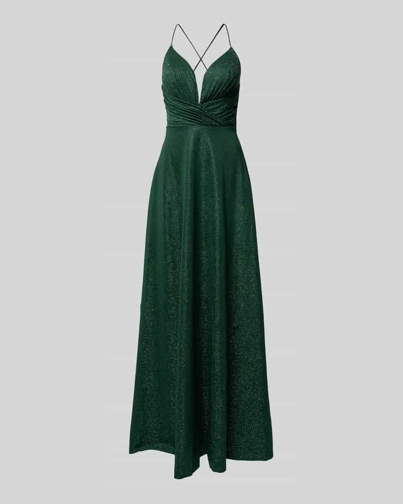 LUXUAR Abendkleid mit tiefem V-Ausschnitt Dunkelgruen