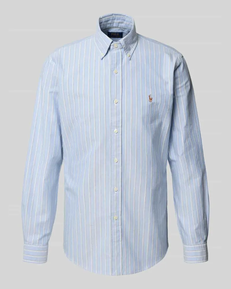 Ralph Lauren Custom Fit Freizeithemd mit Button-Down-Kragen Blau