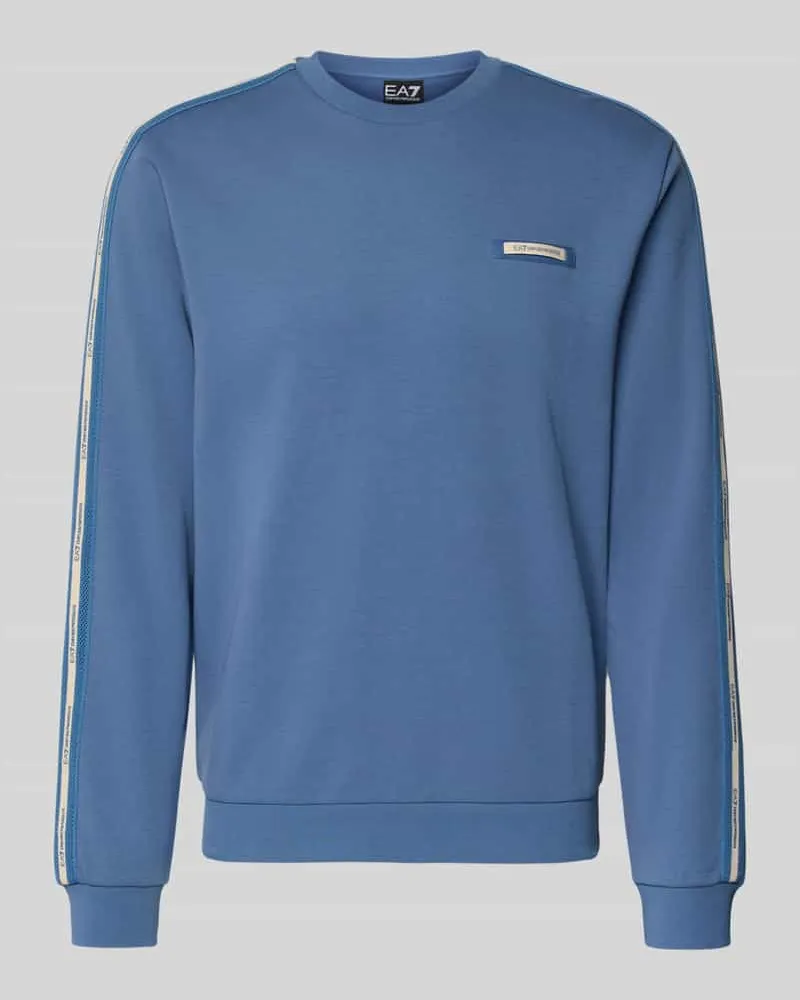 EA7 Sweatshirt mit Label-Patch und Rundhalsausschnitt Sky