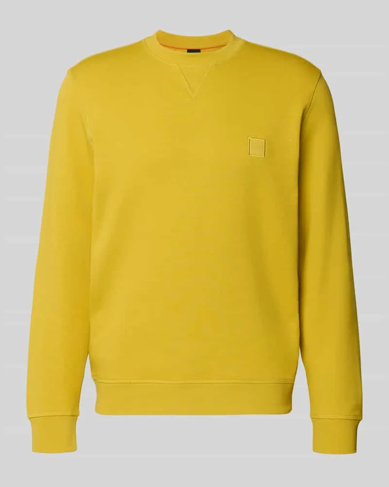 HUGO BOSS Relaxed Fit Sweatshirt aus reiner Baumwolle Modell 'WESTART Gelb