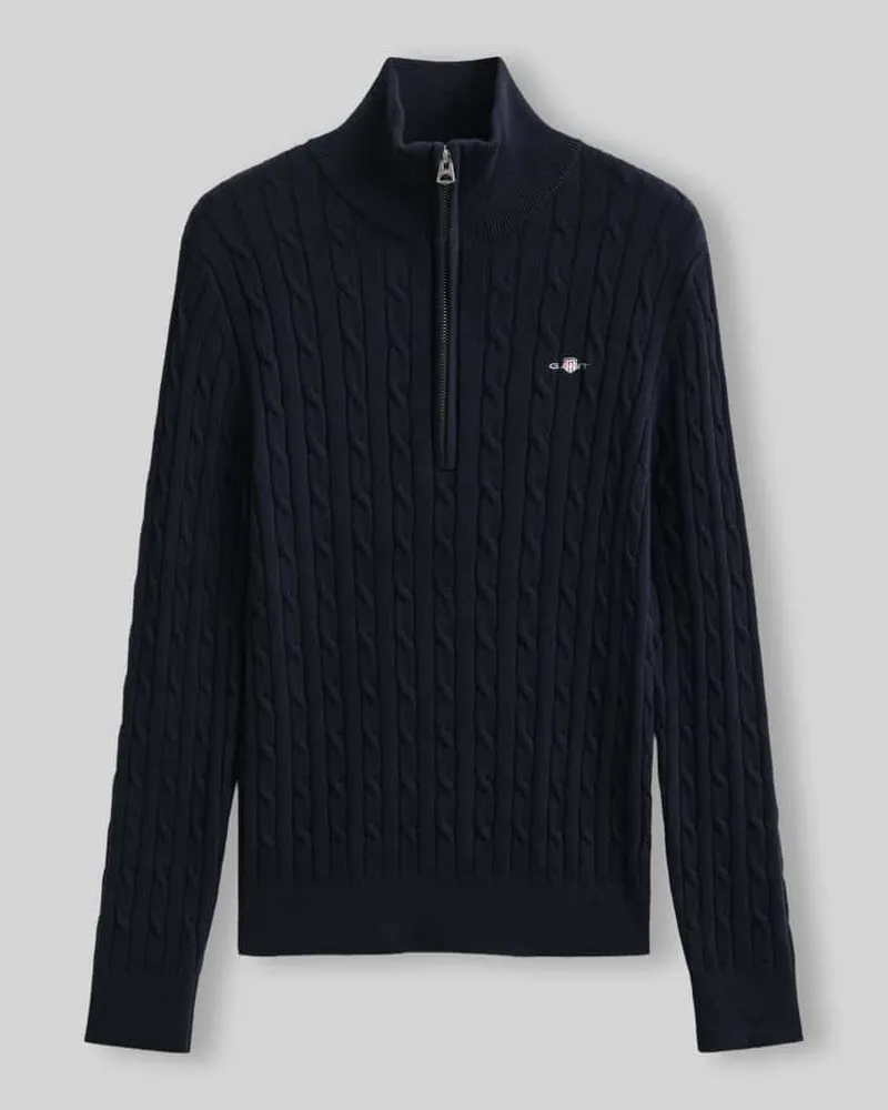 Gant Regular Fit Troyer aus reiner Baumwolle mit Logo-Stitching Marine
