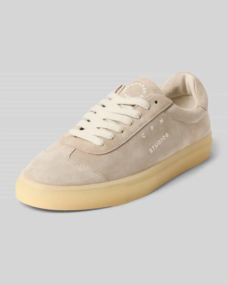 Copenhagen Ledersneaker mit Label-Print Stein