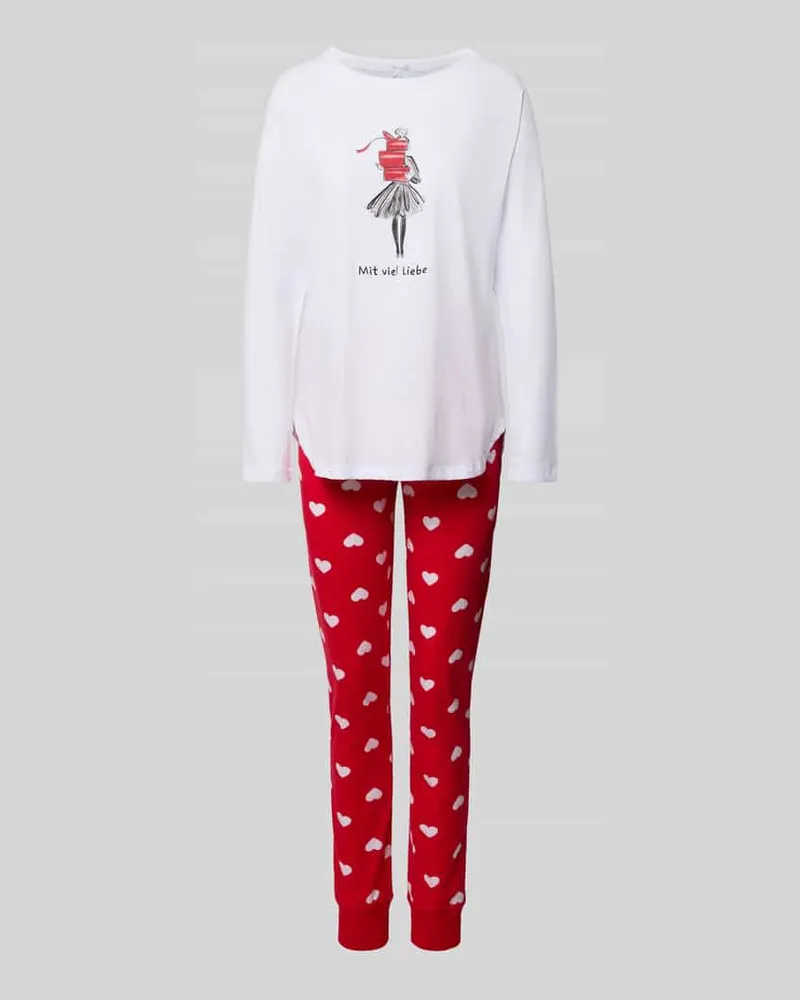 Louis & Louisa Pyjama mit Motiv-Print Rot