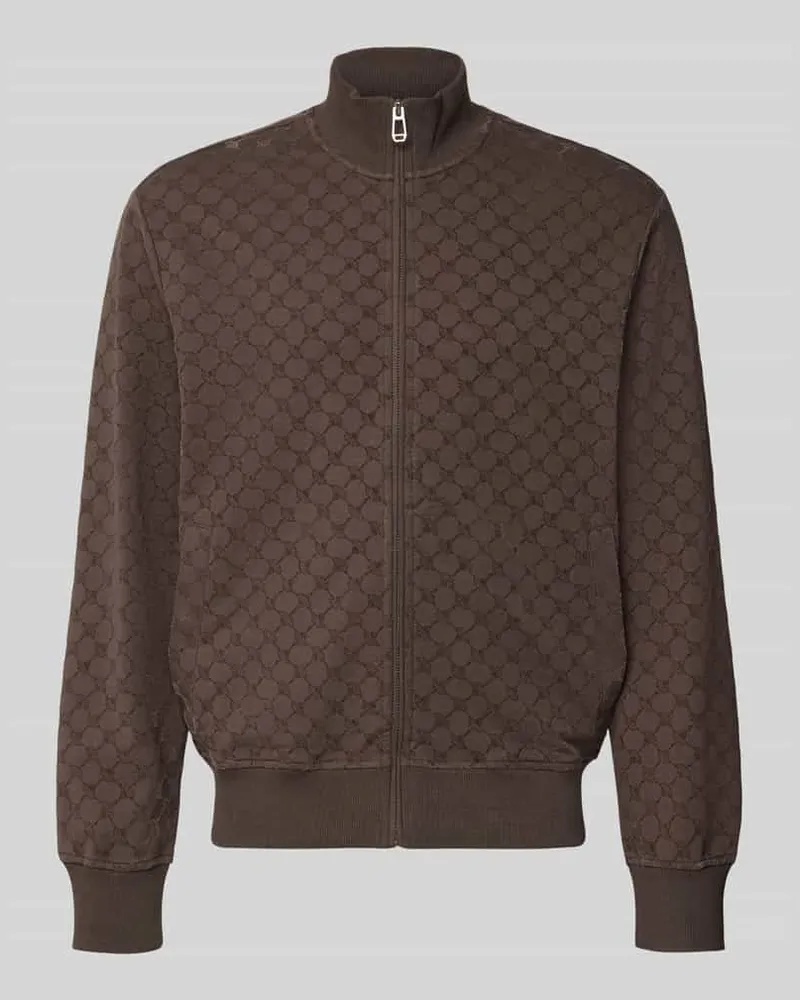 JOOP! Loose Fit Sweatjacke aus Baumwoll-Mix Modell 'Kend Schoko