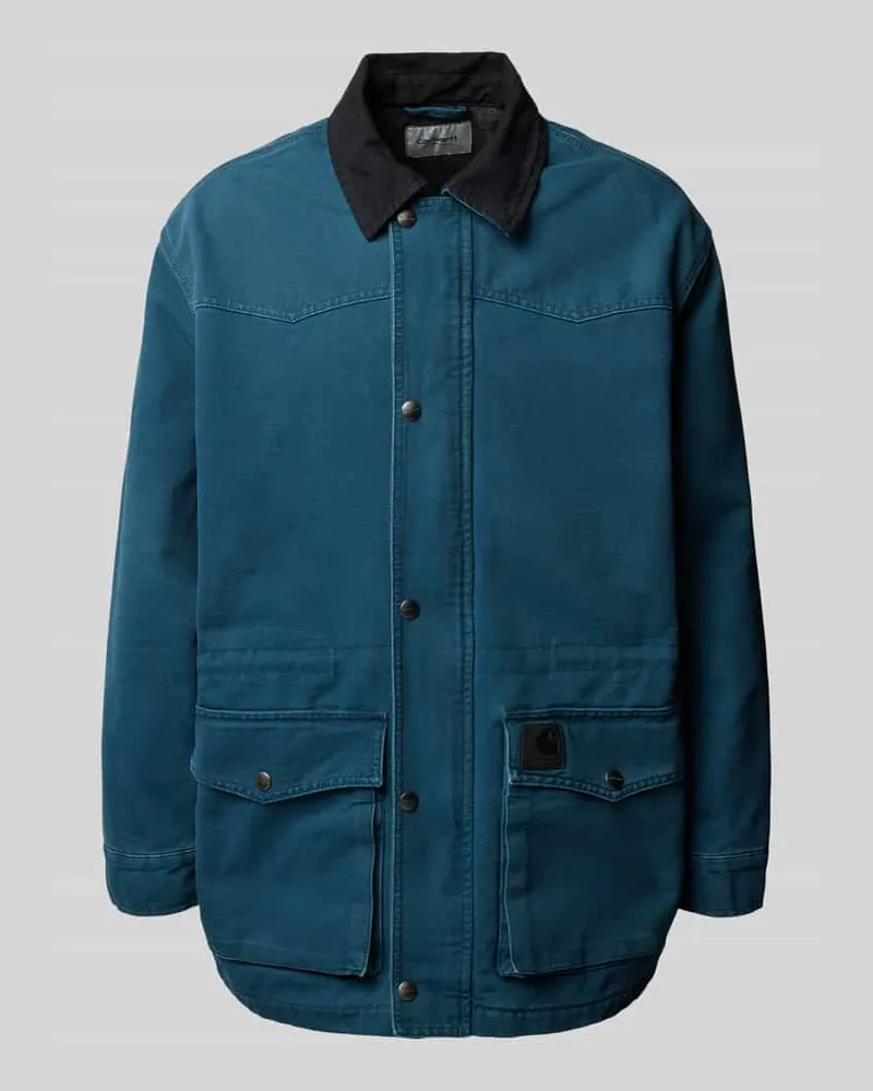 Carhartt WIP Mantel mit Pattentaschen Modell 'SANTA Dunkelblau