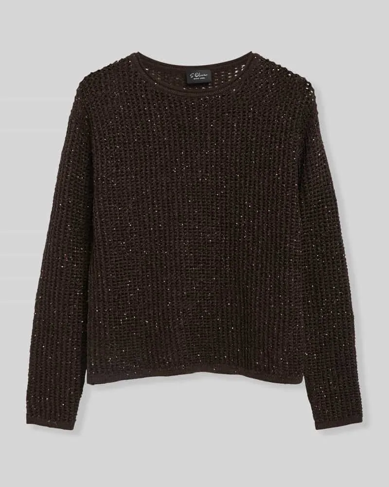 S.Oliver Relaxed Fit Pullover mit Woll-Alpaka-Anteil Dunkelbraun
