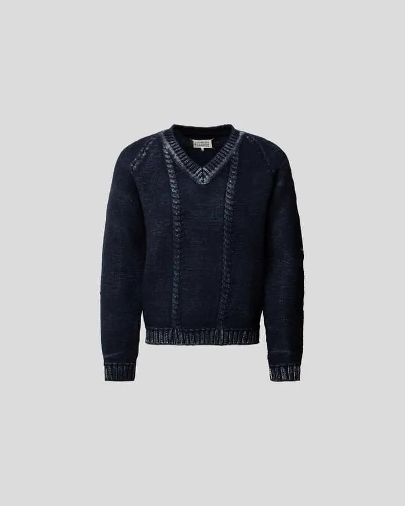 Maison Margiela Pullover mit V-Ausschnitt Blau