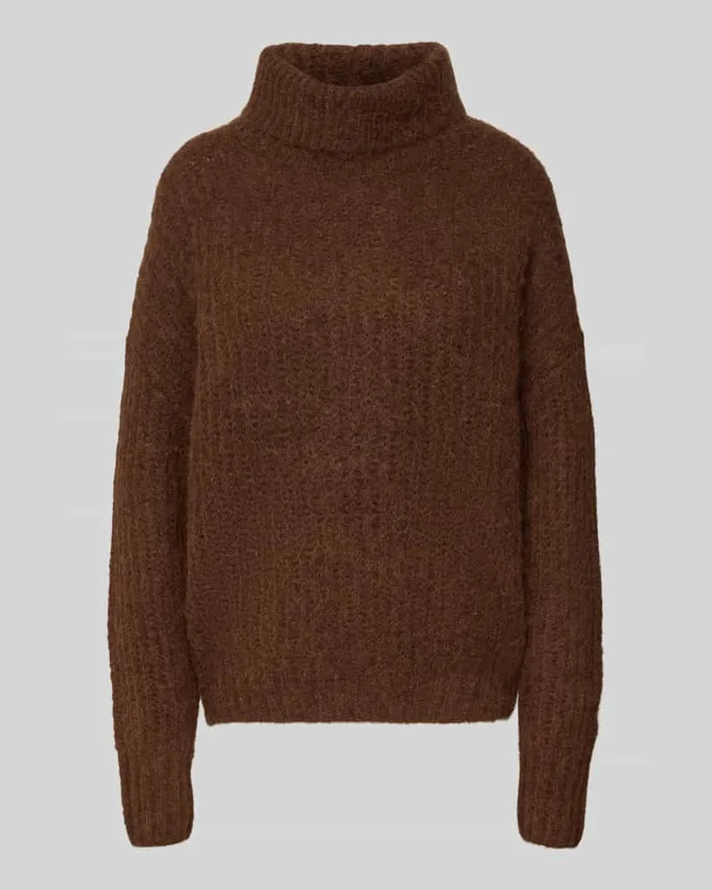 Fynch-Hatton Relaxed Fit Pullover aus Alpaka-Mix in Strick-Optik Dunkelbraun