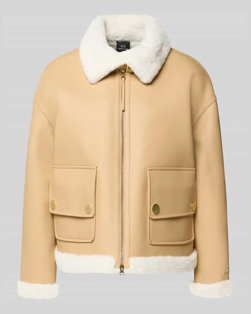 Armani Exchange Jacke in Leder-Optik mit Zweiwege-Reißverschluss Camel