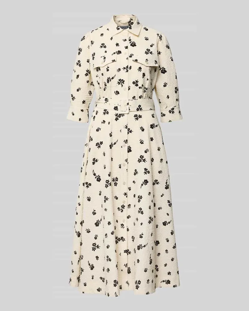 Essentiel Tailliertes Blusenkleid mit strukturierter Oberfläche Modell 'JIZO Offwhite