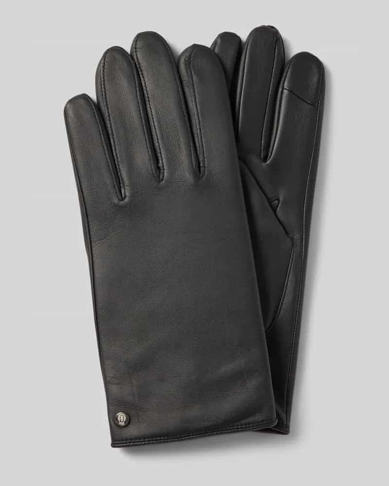 Roeckl Fingerhandschuhe mit Label-Applikation Modell 'Boston Black
