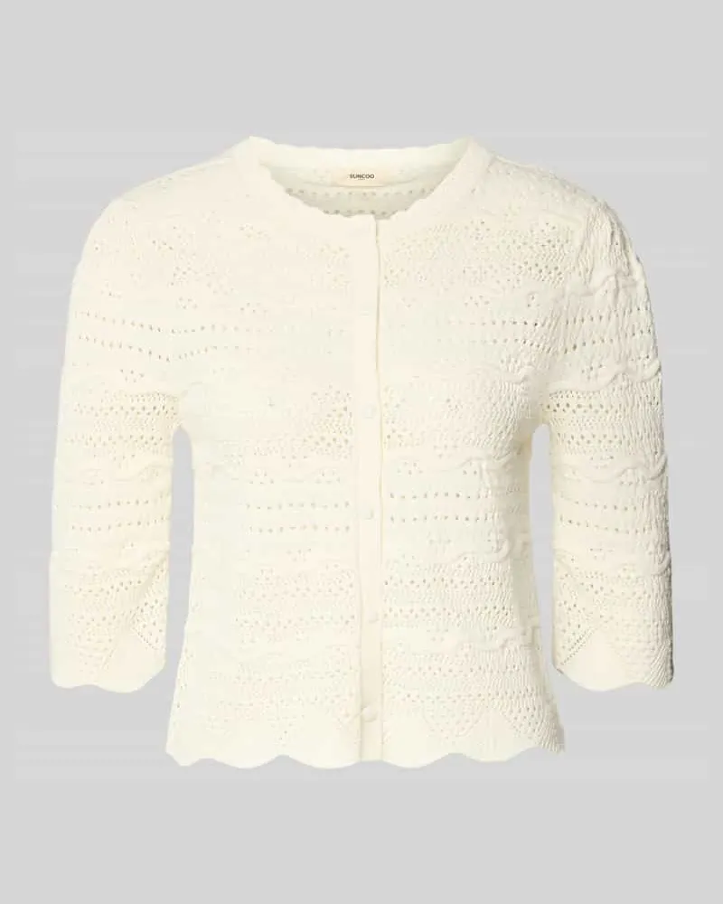 Suncoo Strickjacke mit Rundhalsausschnitt Modell 'GANACH Weiss