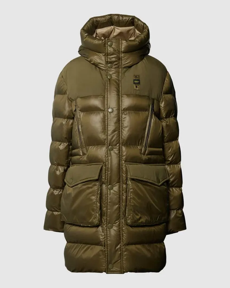 Blauer Parka mit Kapuze Oliv