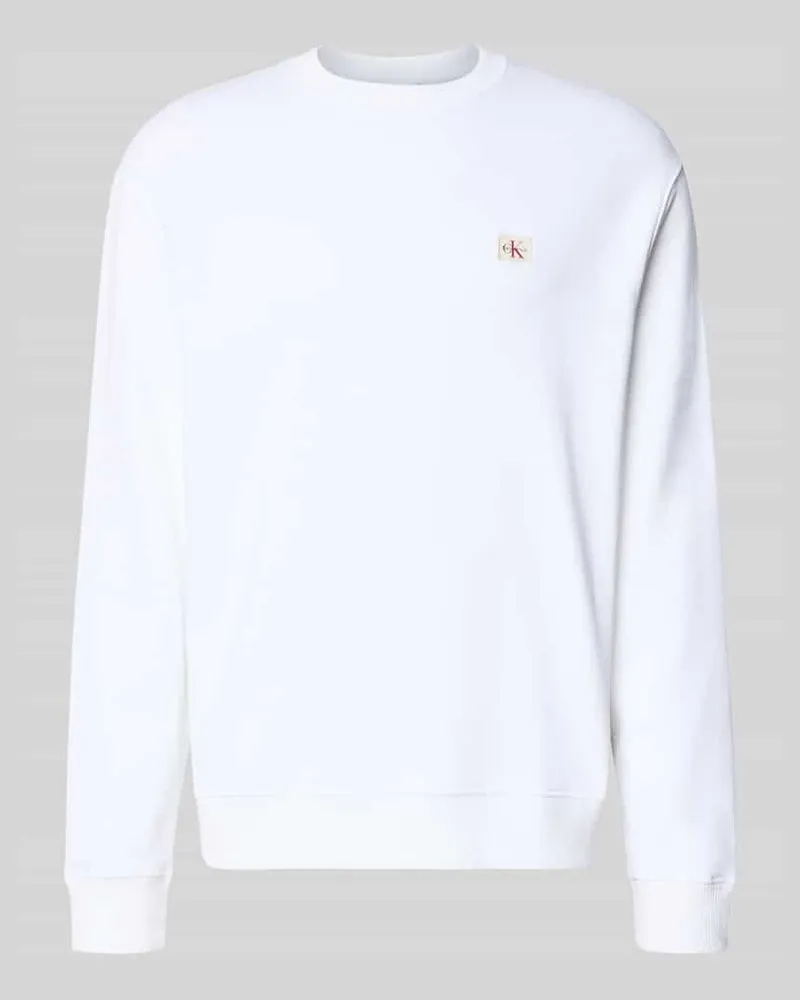 Calvin Klein Sweatshirt mit Label-Detail und Rundhalsausschnitt Weiss