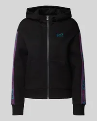 EA7 Sweatjacke mit Label-Print Black