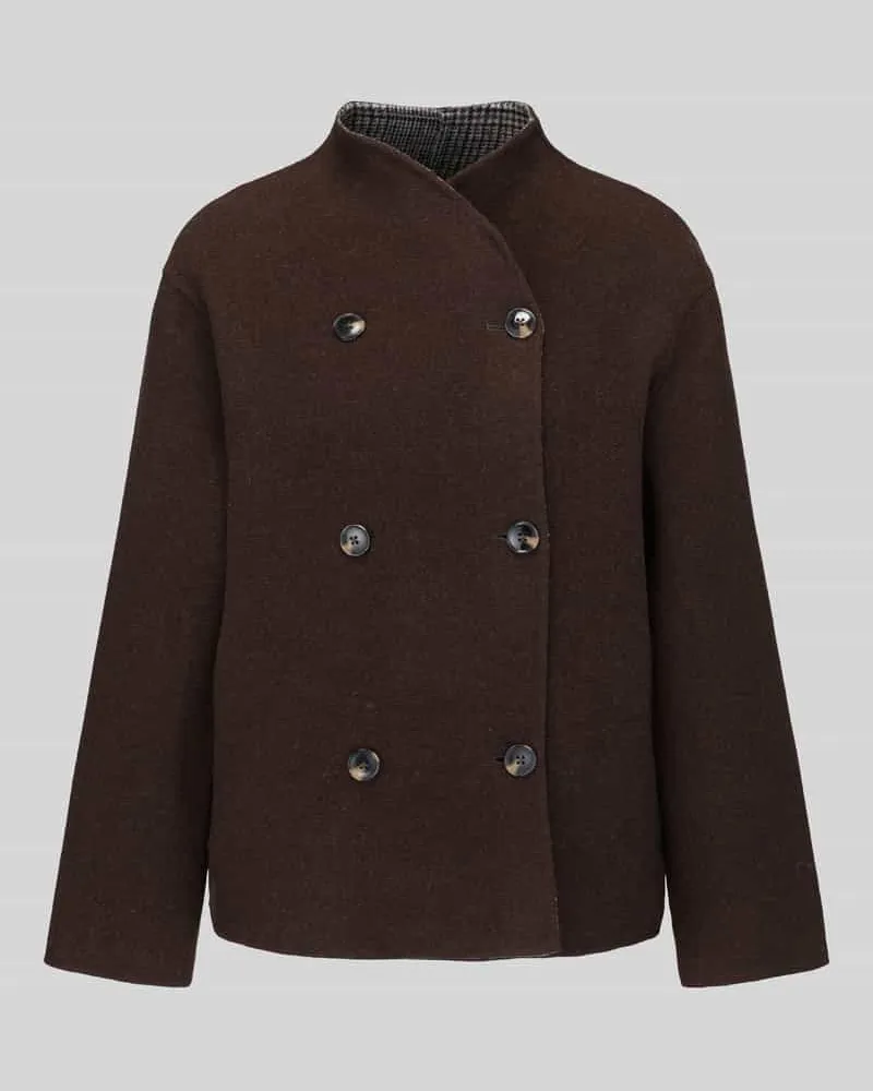 JAKE*S Regular Fit Blouson mit doppelreihiger Knopfleiste Schoko