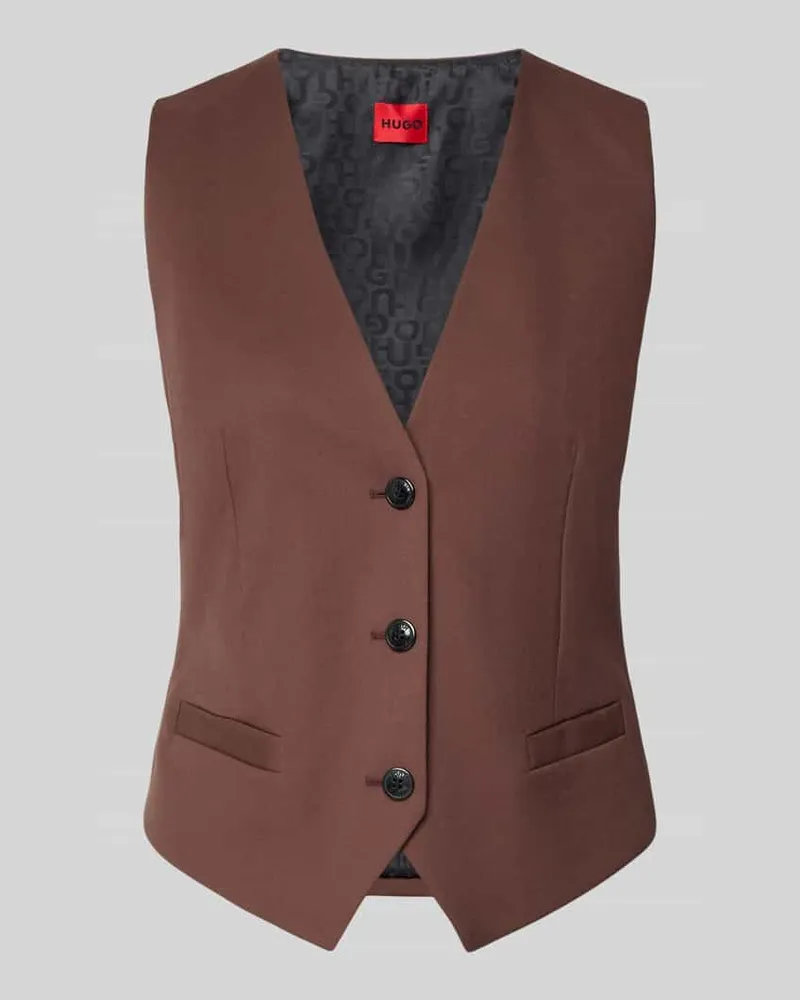 HUGO BOSS Regular Fit Weste mit Viskose-Anteil Modell 'AUMARA-2 Schoko