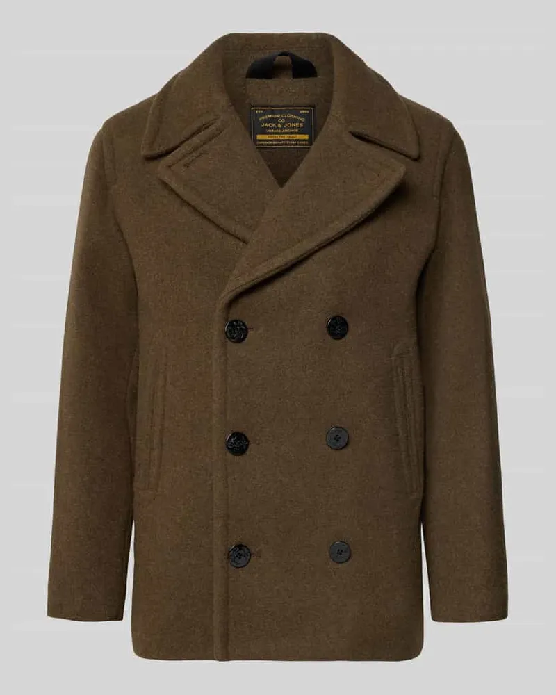 Jack & Jones Jacke aus Woll-Mix mit Reverskragen Khaki